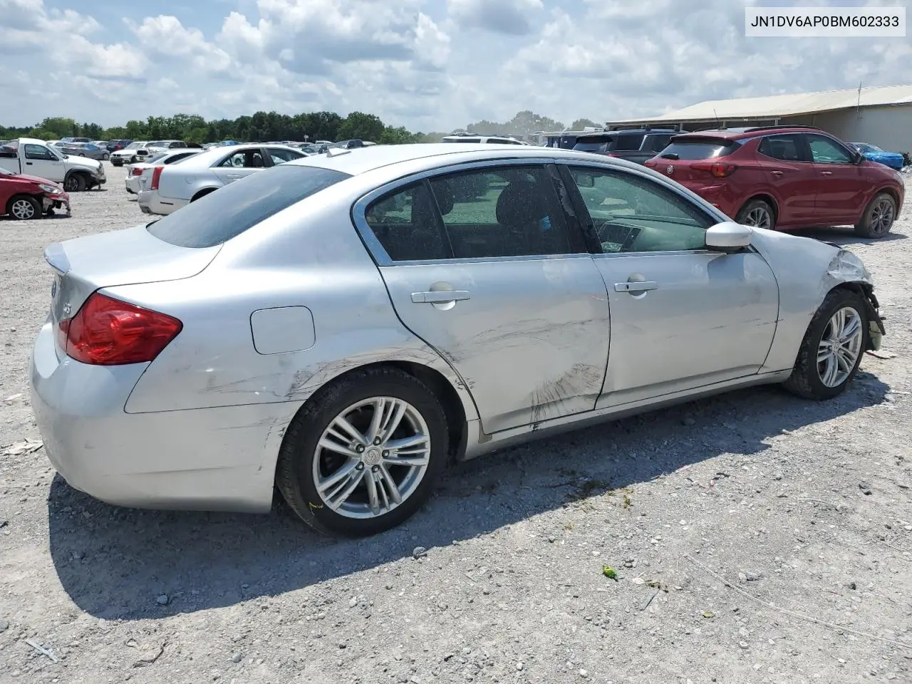 2011 Infiniti G25 Base VIN: JN1DV6AP0BM602333 Lot: 62570235