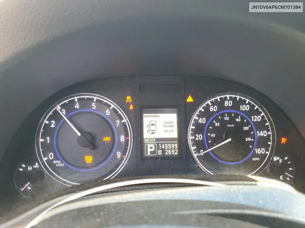 2012 Infiniti G25 Base VIN: JN1DV6AP6CM701384 Lot: 56952525