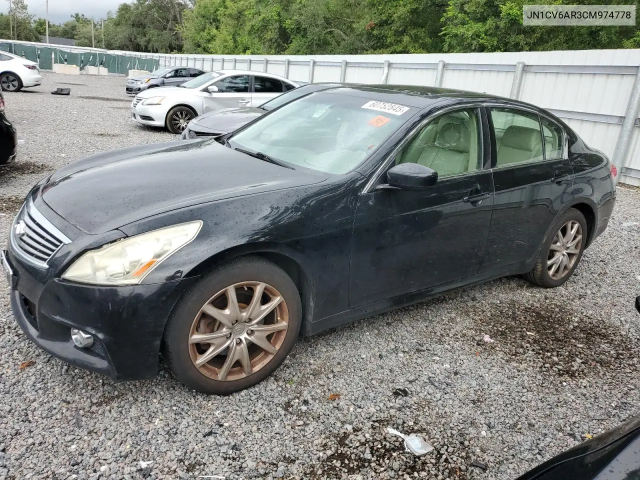 2012 Infiniti G37 VIN: JN1CV6AR3CM974778 Lot: 60752845