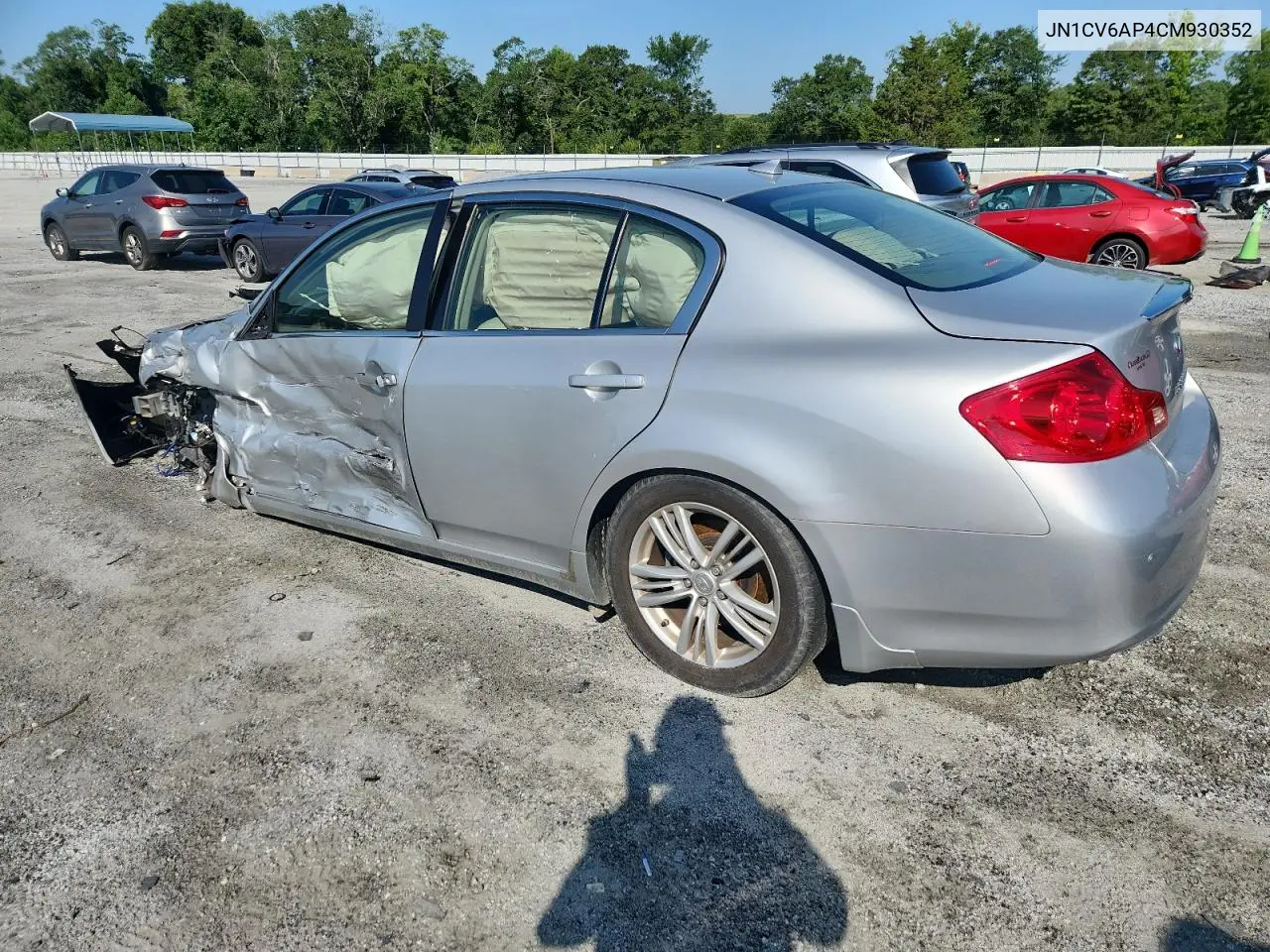 2012 Infiniti G37 Base VIN: JN1CV6AP4CM930352 Lot: 62730055