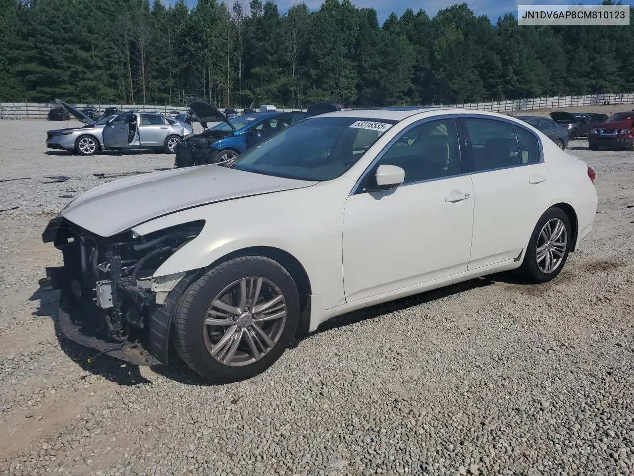 2012 Infiniti G25 Base VIN: JN1DV6AP8CM810123 Lot: 63316535