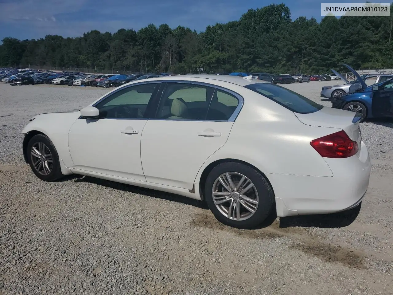 2012 Infiniti G25 Base VIN: JN1DV6AP8CM810123 Lot: 63316535