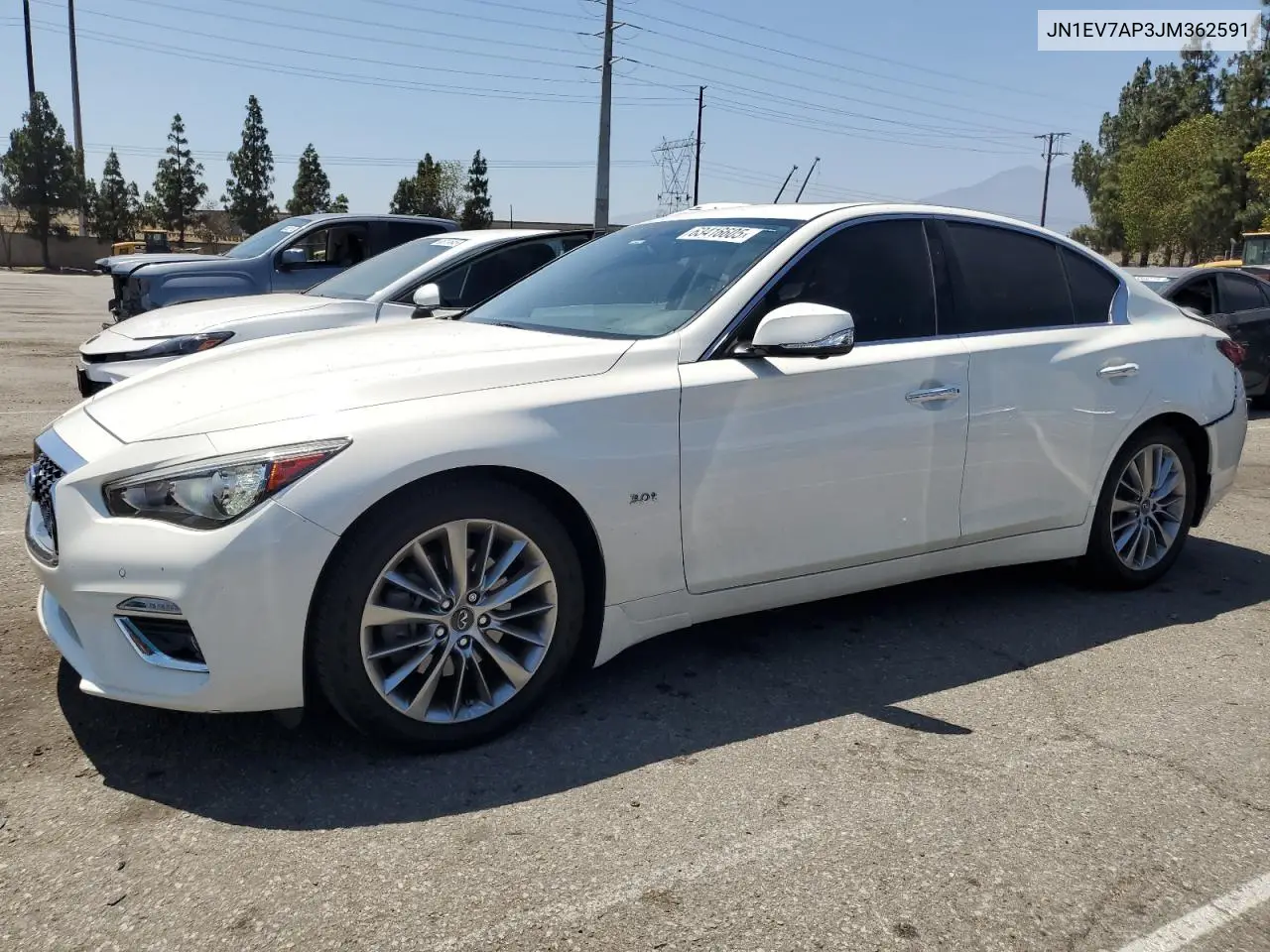 2018 Infiniti Q50 Luxe VIN: JN1EV7AP3JM362591 Lot: 63416605