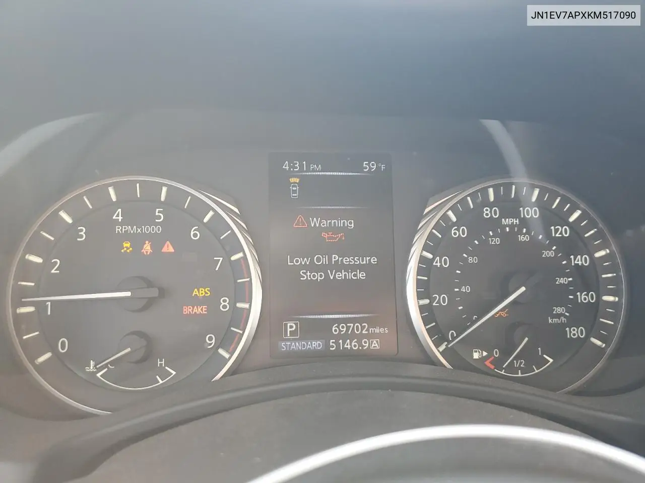 2019 Infiniti Q50 Luxe VIN: JN1EV7APXKM517090 Lot: 56740215