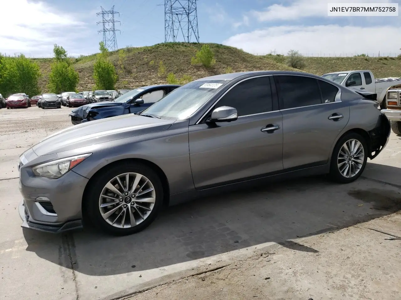 2021 Infiniti Q50 Luxe VIN: JN1EV7BR7MM752758 Lot: 55964125