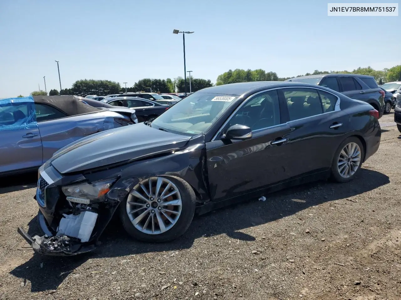 2021 Infiniti Q50 Luxe VIN: JN1EV7BR8MM751537 Lot: 56538005