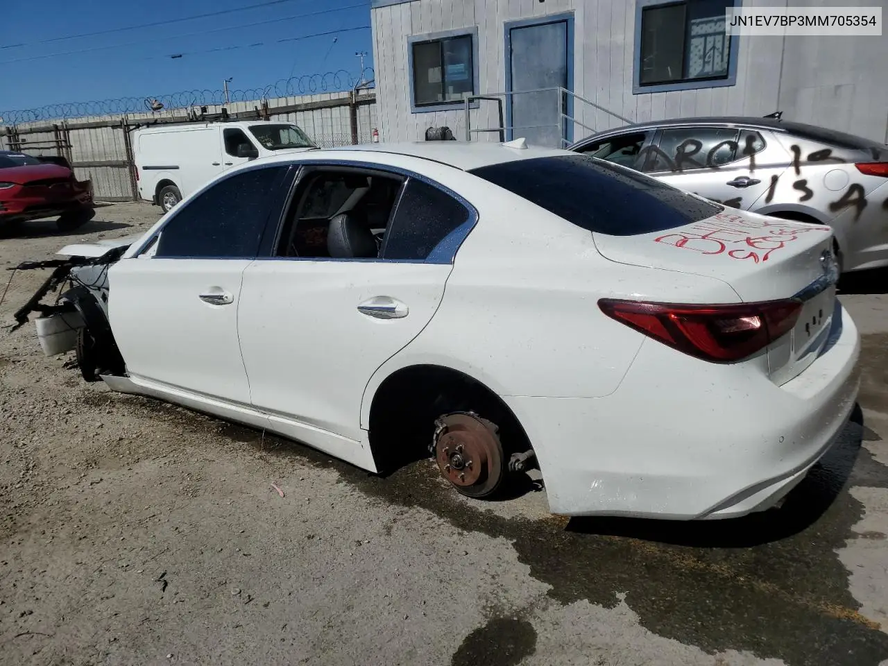 2021 Infiniti Q50 Luxe VIN: JN1EV7BP3MM705354 Lot: 62962575