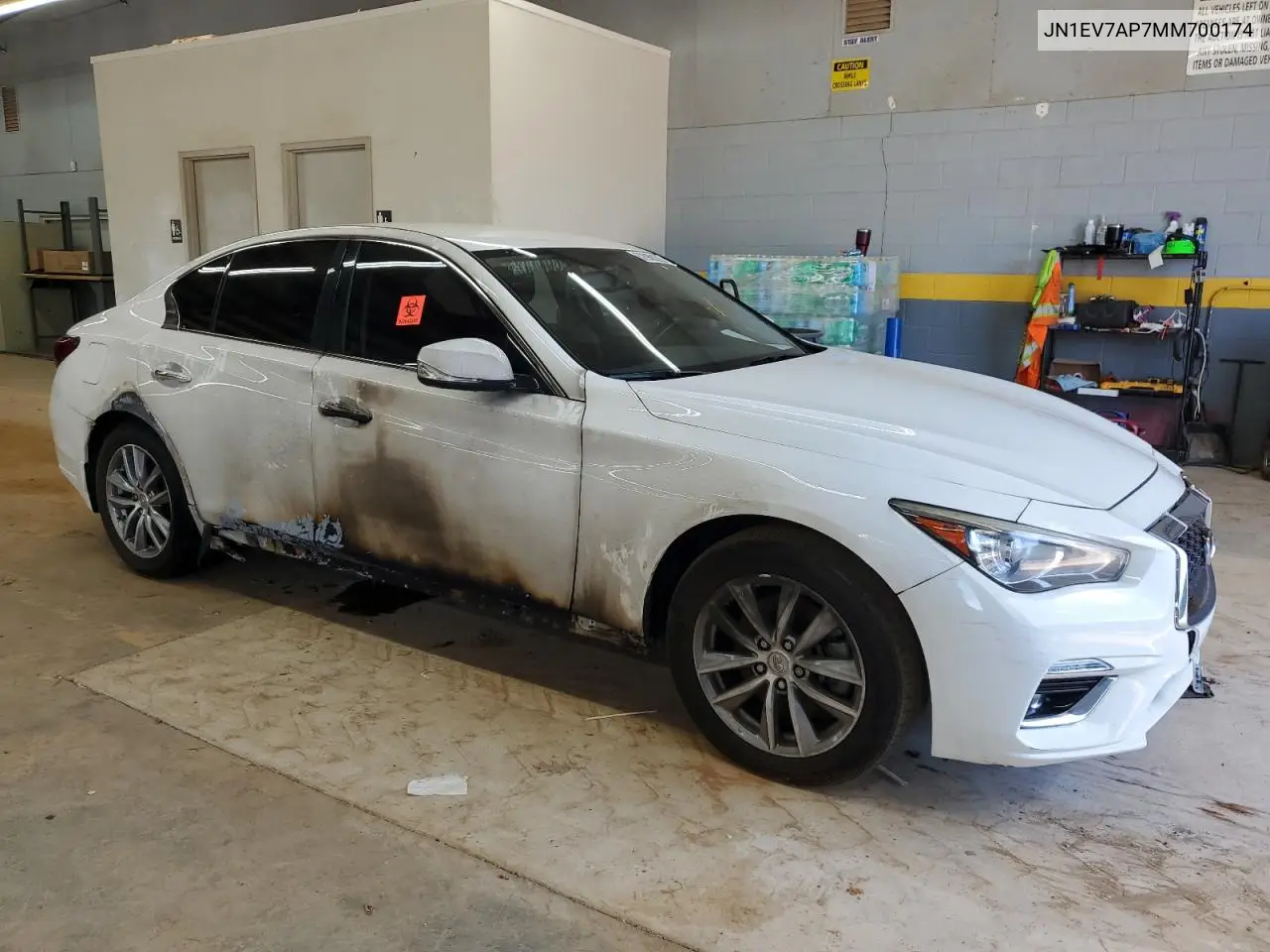 2021 Infiniti Q50 Pure VIN: JN1EV7AP7MM700174 Lot: 62968275