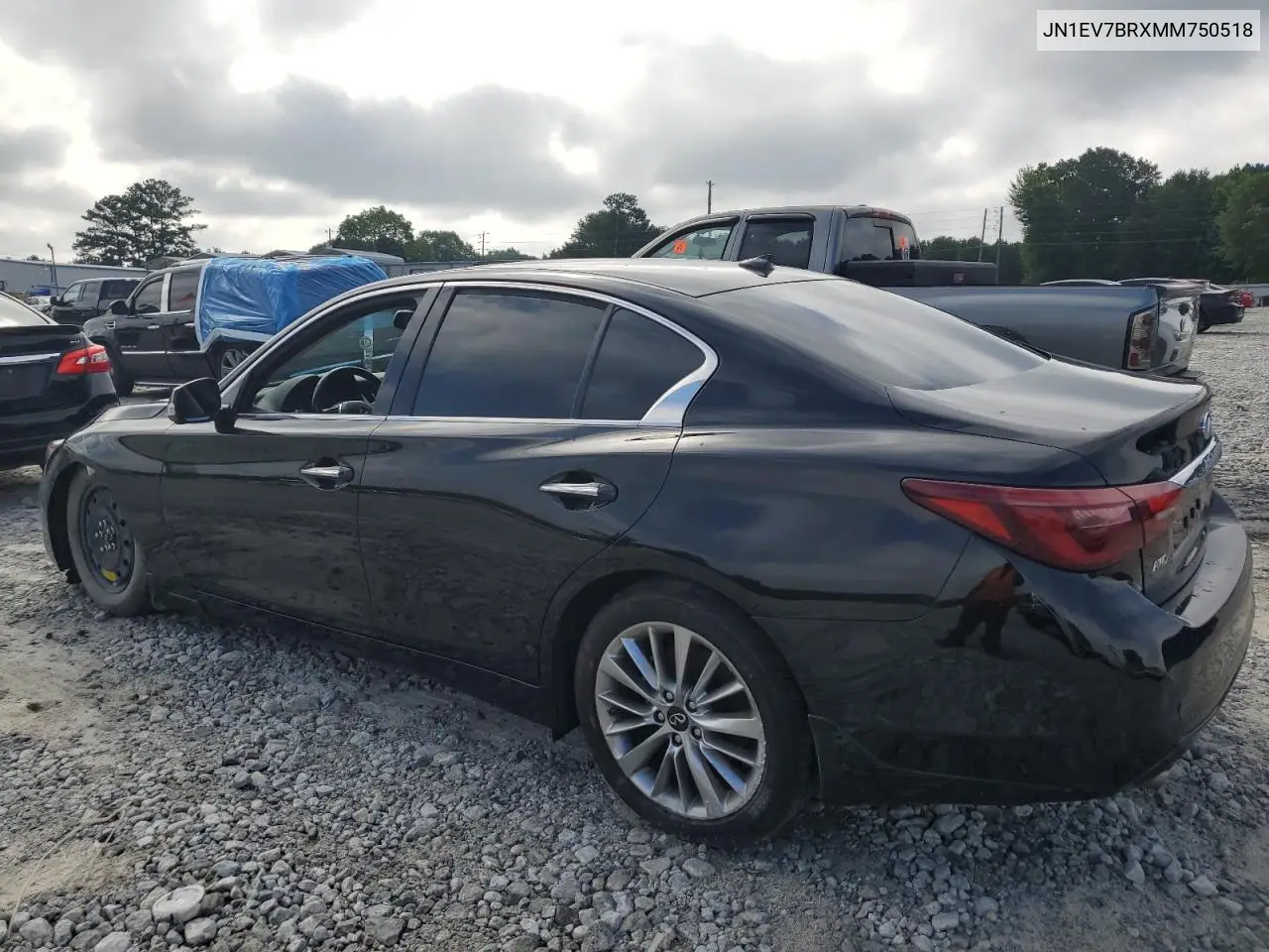 2021 Infiniti Q50 Luxe VIN: JN1EV7BRXMM750518 Lot: 63014925