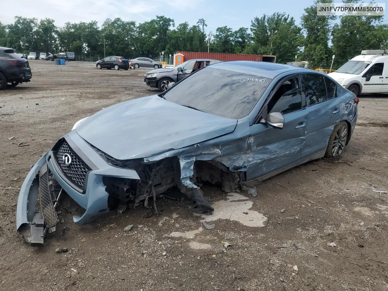 2021 Infiniti Q50 Red Sport 400 VIN: JN1FV7DPXMM850070 Lot: 63199125