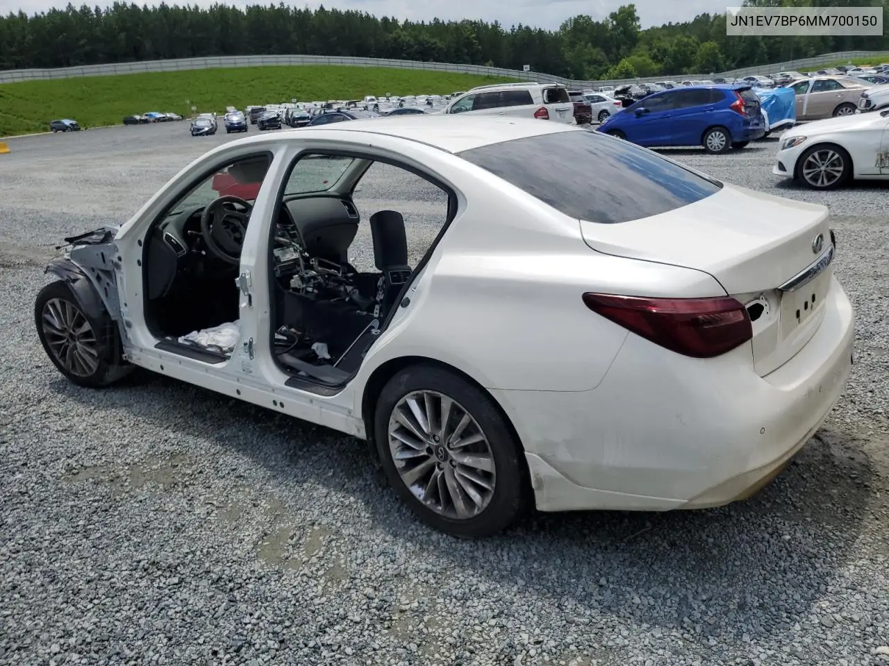 2021 Infiniti Q50 Luxe VIN: JN1EV7BP6MM700150 Lot: 63423225