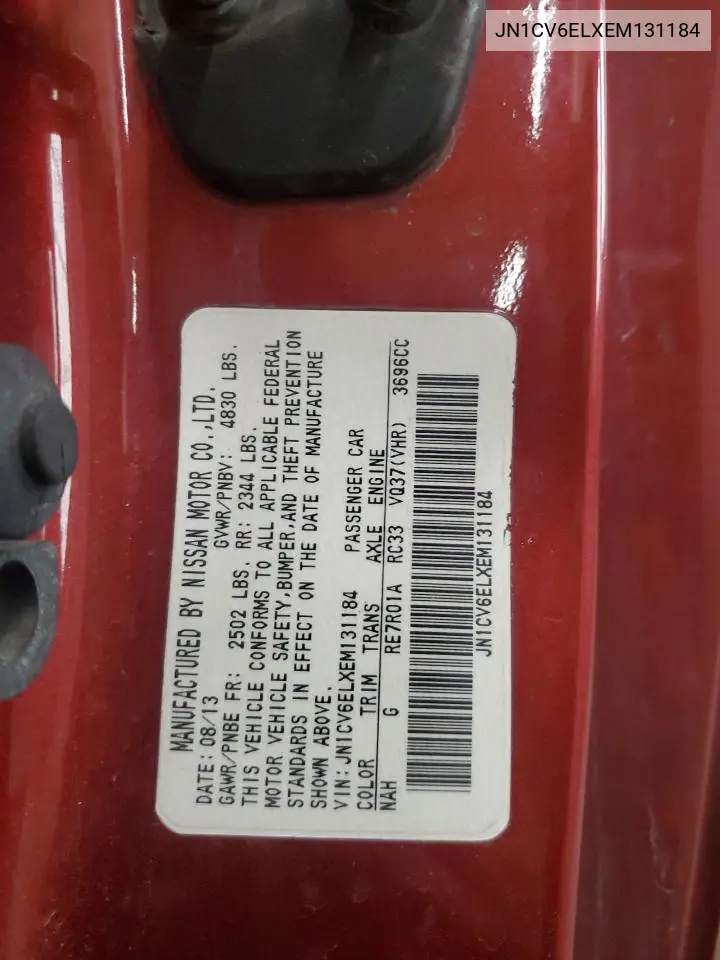 2014 Infiniti Q60 Journey VIN: JN1CV6ELXEM131184 Lot: 56936535