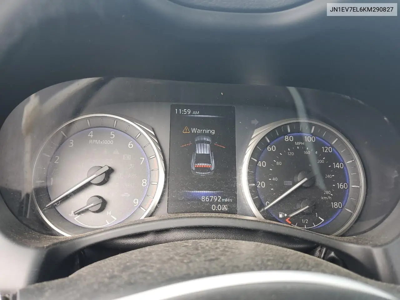 2019 Infiniti Q60 Pure VIN: JN1EV7EL6KM290827 Lot: 65068975