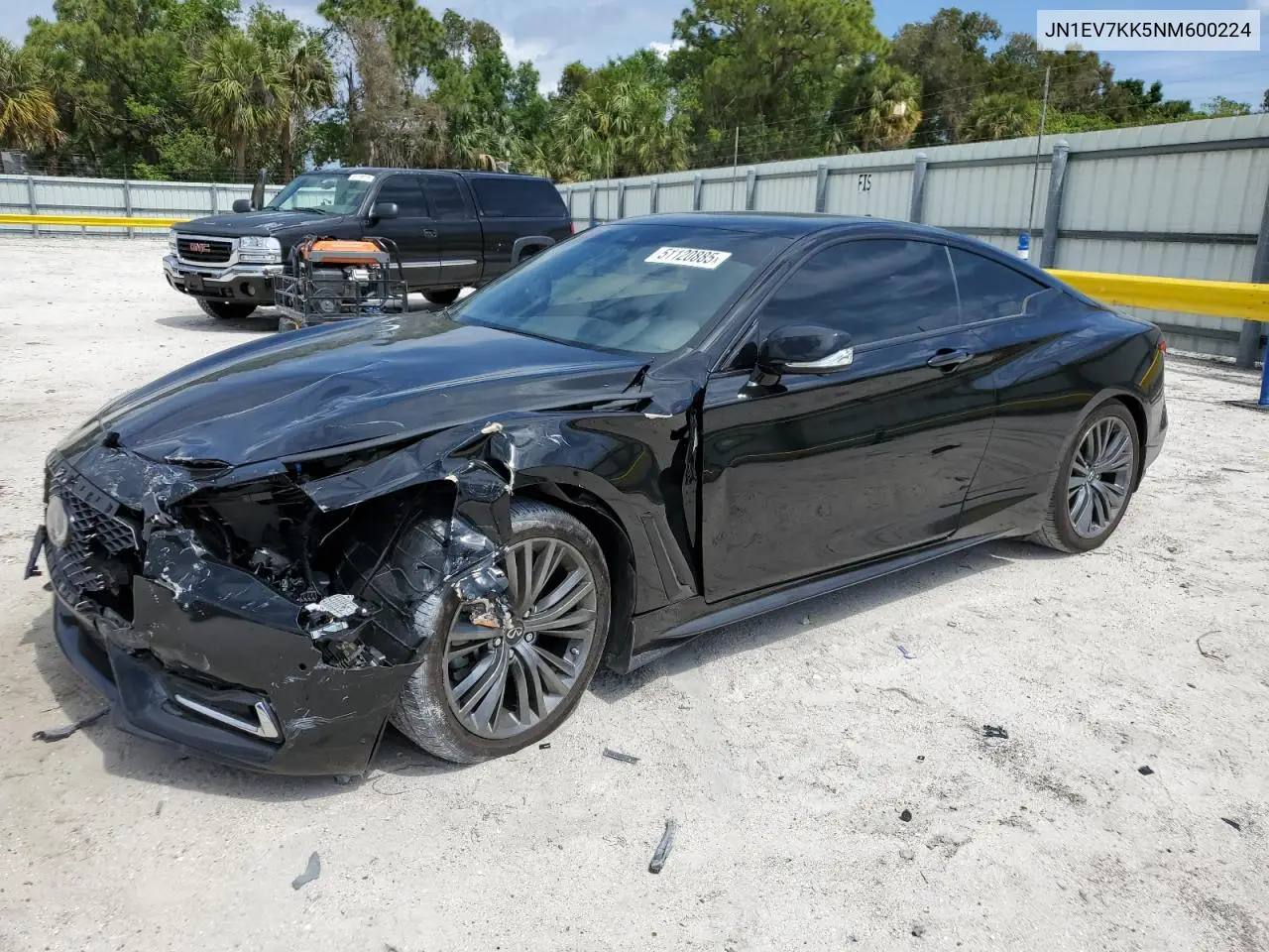 2022 Infiniti Q60 Luxe VIN: JN1EV7KK5NM600224 Lot: 51120885
