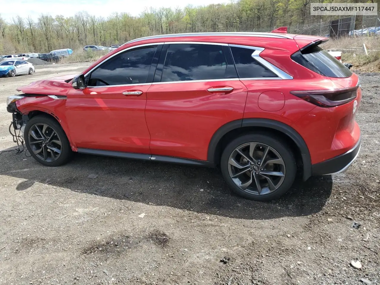 2021 Infiniti Qx50 Sensory VIN: 3PCAJ5DAXMF117447 Lot: 53186035