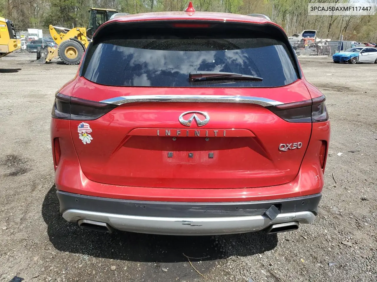 2021 Infiniti Qx50 Sensory VIN: 3PCAJ5DAXMF117447 Lot: 53186035