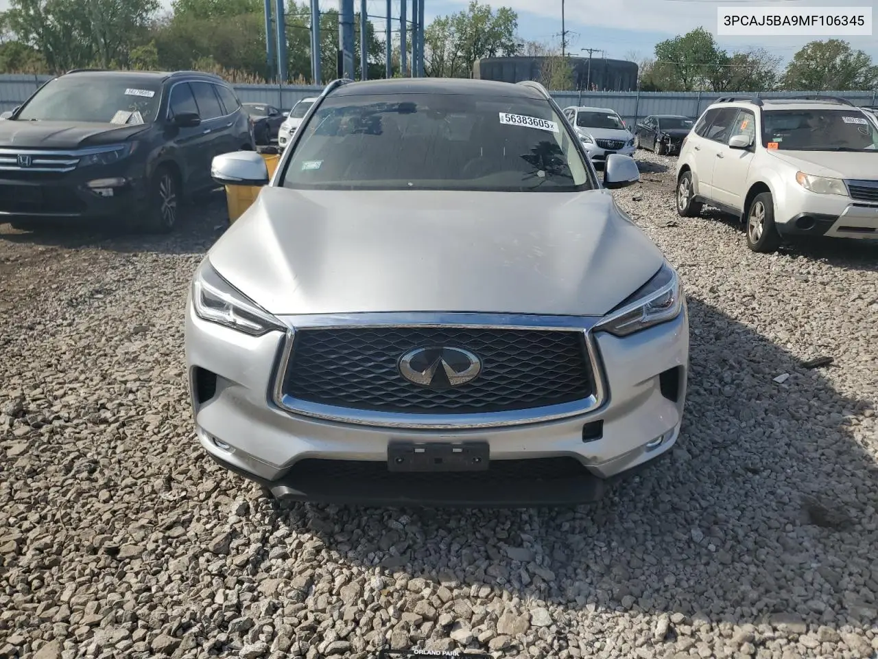 2021 Infiniti Qx50 Luxe VIN: 3PCAJ5BA9MF106345 Lot: 56383605