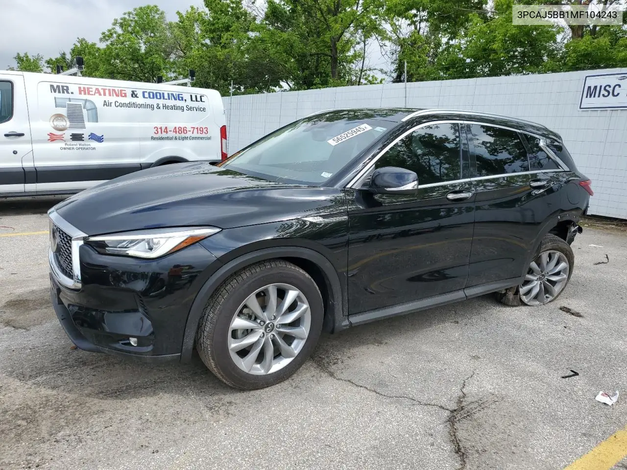 2021 Infiniti Qx50 Luxe VIN: 3PCAJ5BB1MF104243 Lot: 56525945