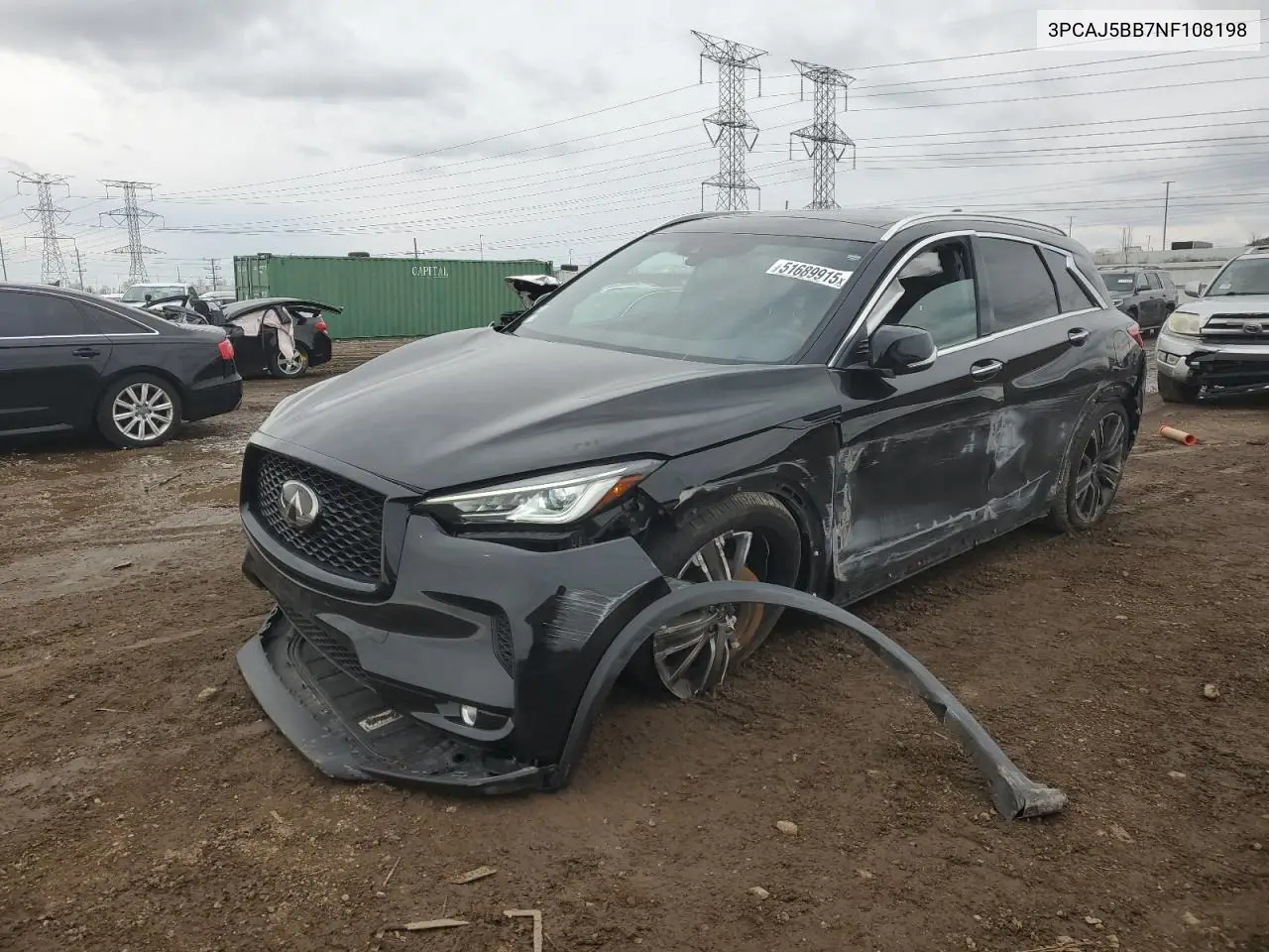 2022 Infiniti Qx50 Luxe VIN: 3PCAJ5BB7NF108198 Lot: 51689915
