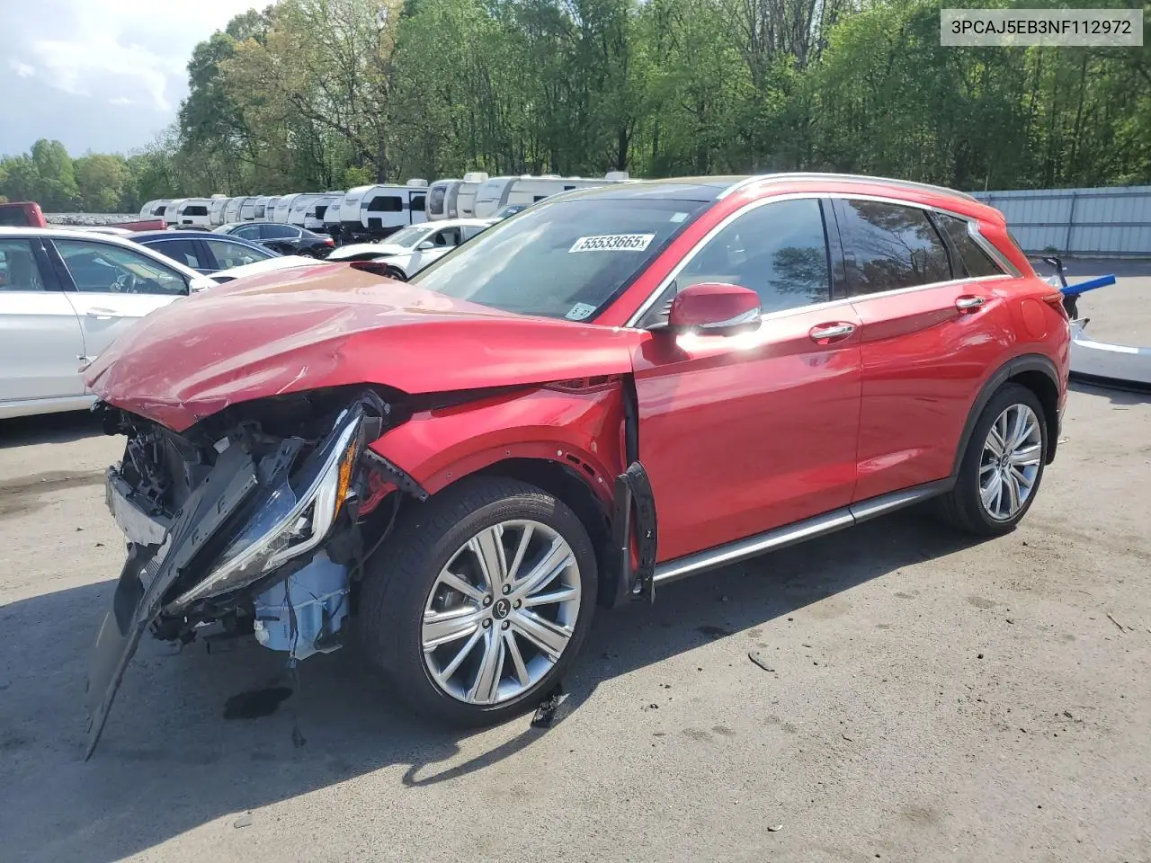 2022 Infiniti Qx50 Sensory VIN: 3PCAJ5EB3NF112972 Lot: 55533665