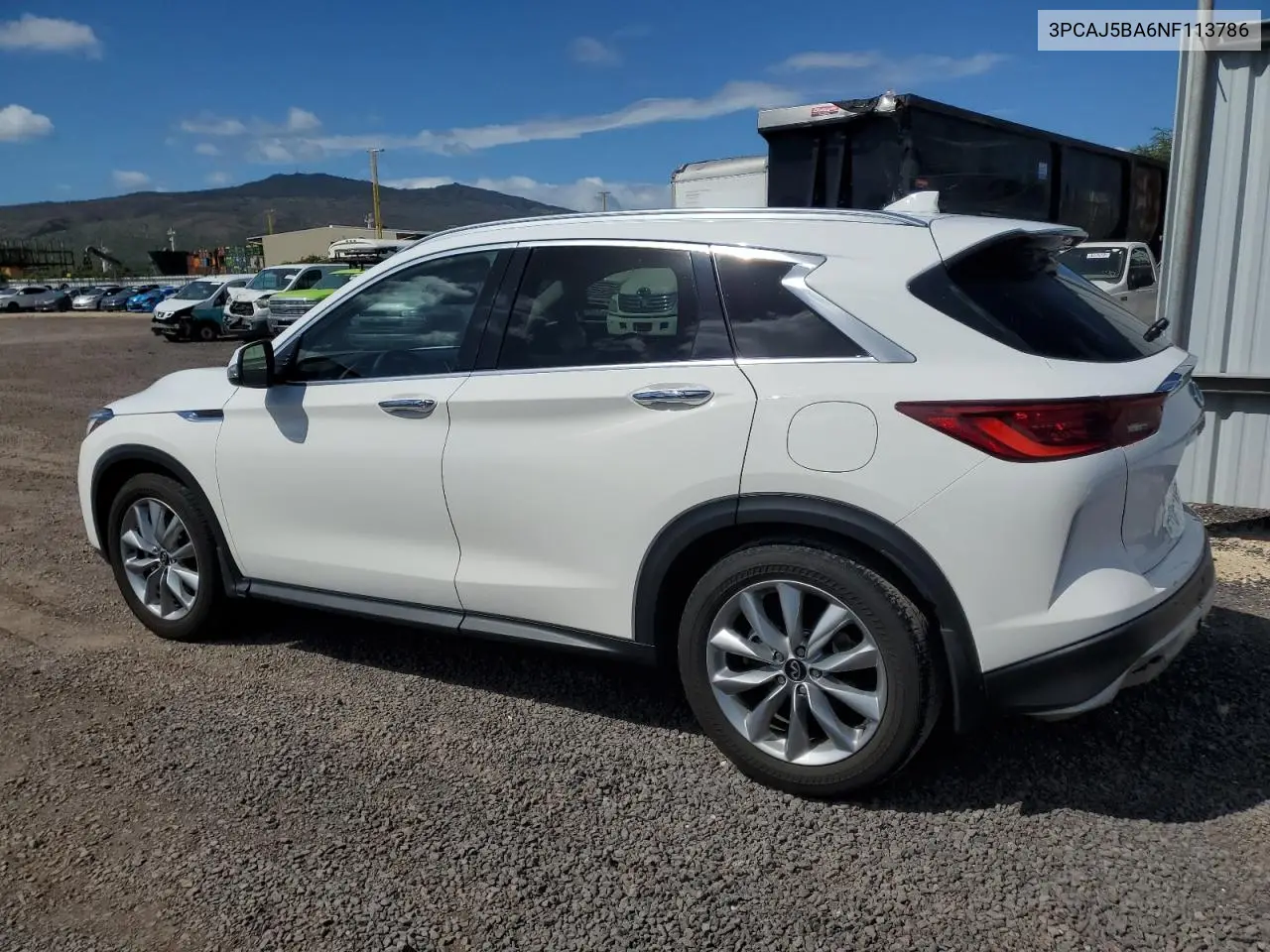 2022 Infiniti Qx50 Luxe VIN: 3PCAJ5BA6NF113786 Lot: 56567625