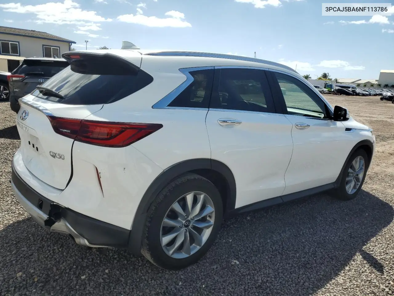 2022 Infiniti Qx50 Luxe VIN: 3PCAJ5BA6NF113786 Lot: 56567625