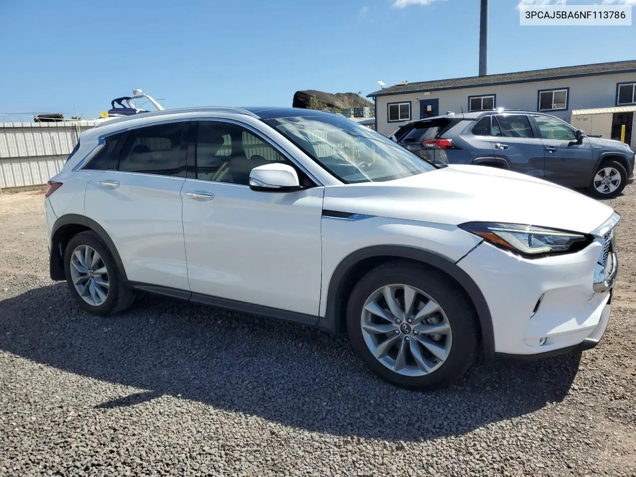 2022 Infiniti Qx50 Luxe VIN: 3PCAJ5BA6NF113786 Lot: 56567625