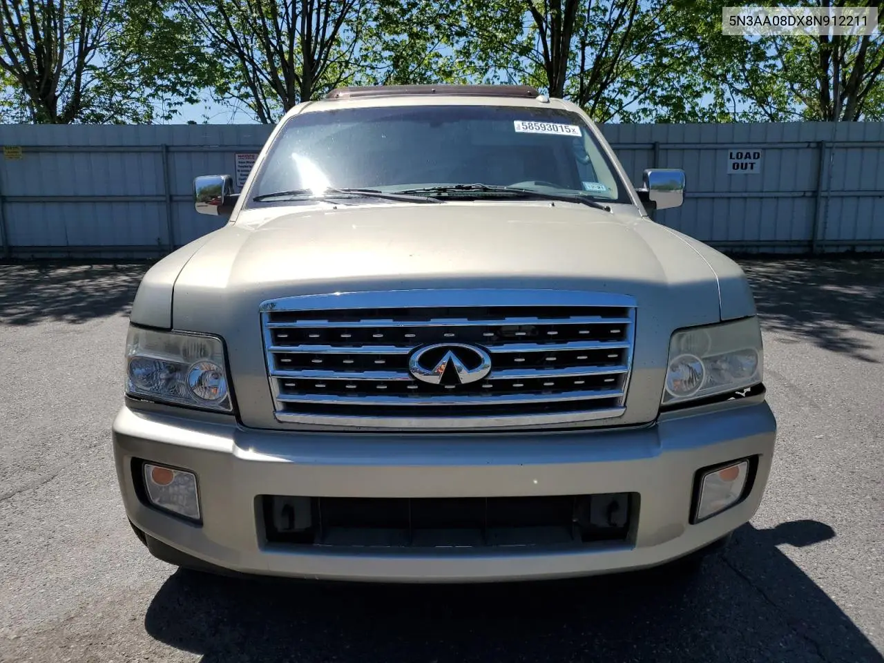 2008 Infiniti Qx56 VIN: 5N3AA08DX8N912211 Lot: 58593015
