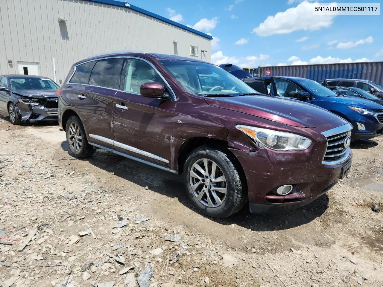 2014 Infiniti Qx60 VIN: 5N1AL0MM1EC501117 Lot: 62763985