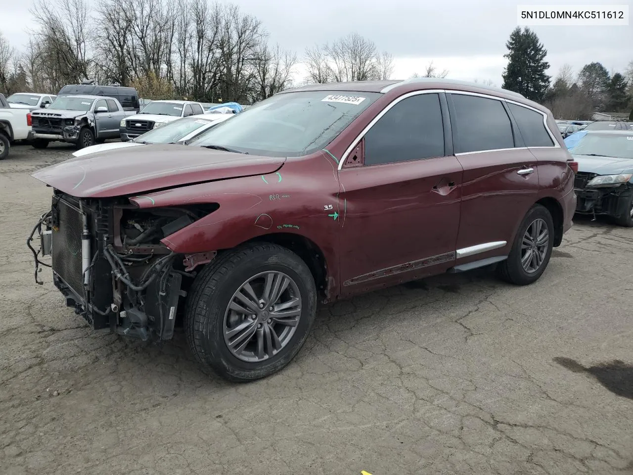 2019 Infiniti Qx60 Luxe VIN: 5N1DL0MN4KC511612 Lot: 43477525