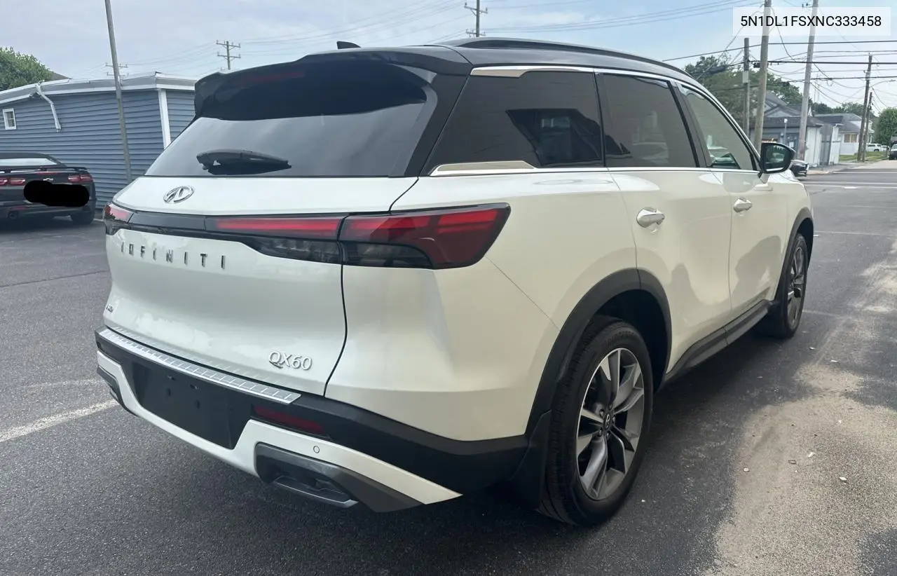 2022 Infiniti Qx60 Luxe VIN: 5N1DL1FSXNC333458 Lot: 61234555