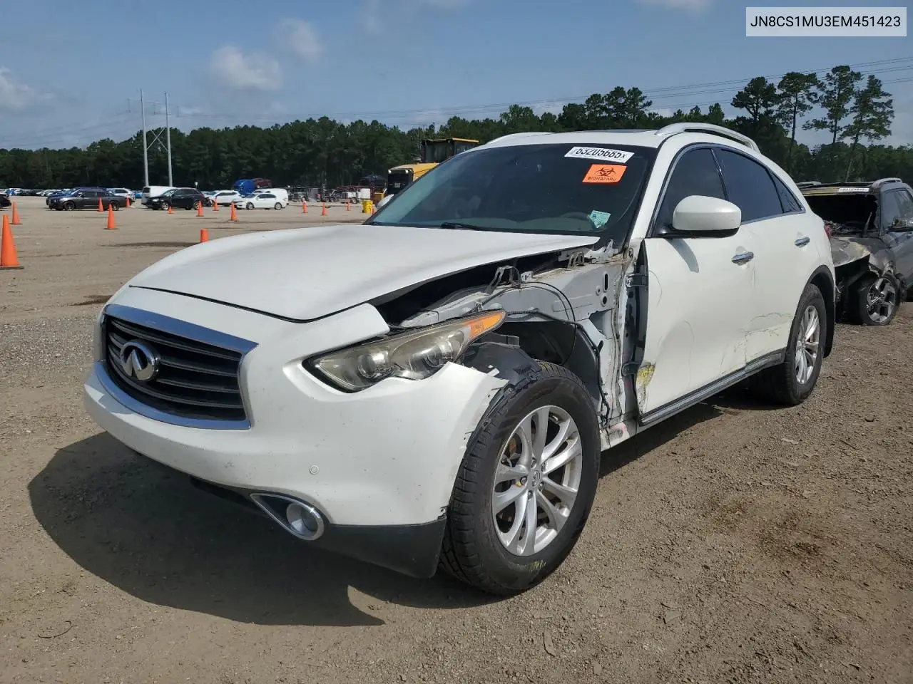 2014 Infiniti Qx70 VIN: JN8CS1MU3EM451423 Lot: 63205685