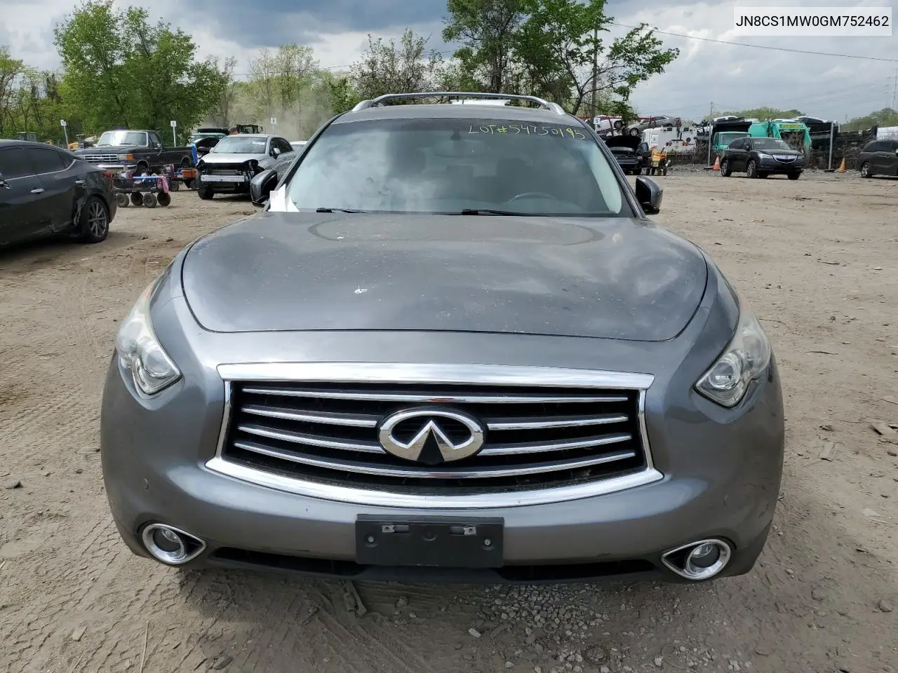 2016 Infiniti Qx70 VIN: JN8CS1MW0GM752462 Lot: 54750195