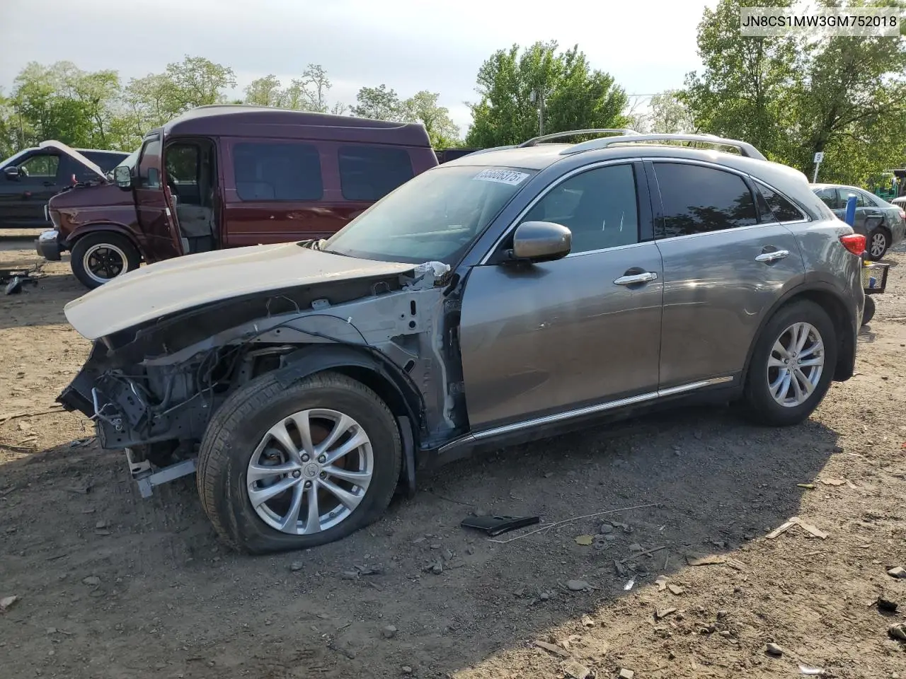 2016 Infiniti Qx70 VIN: JN8CS1MW3GM752018 Lot: 55606375