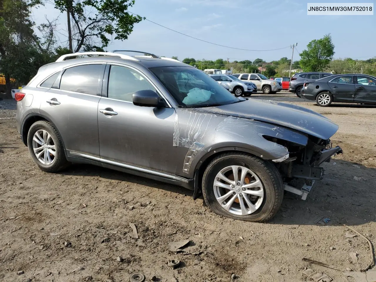 2016 Infiniti Qx70 VIN: JN8CS1MW3GM752018 Lot: 55606375