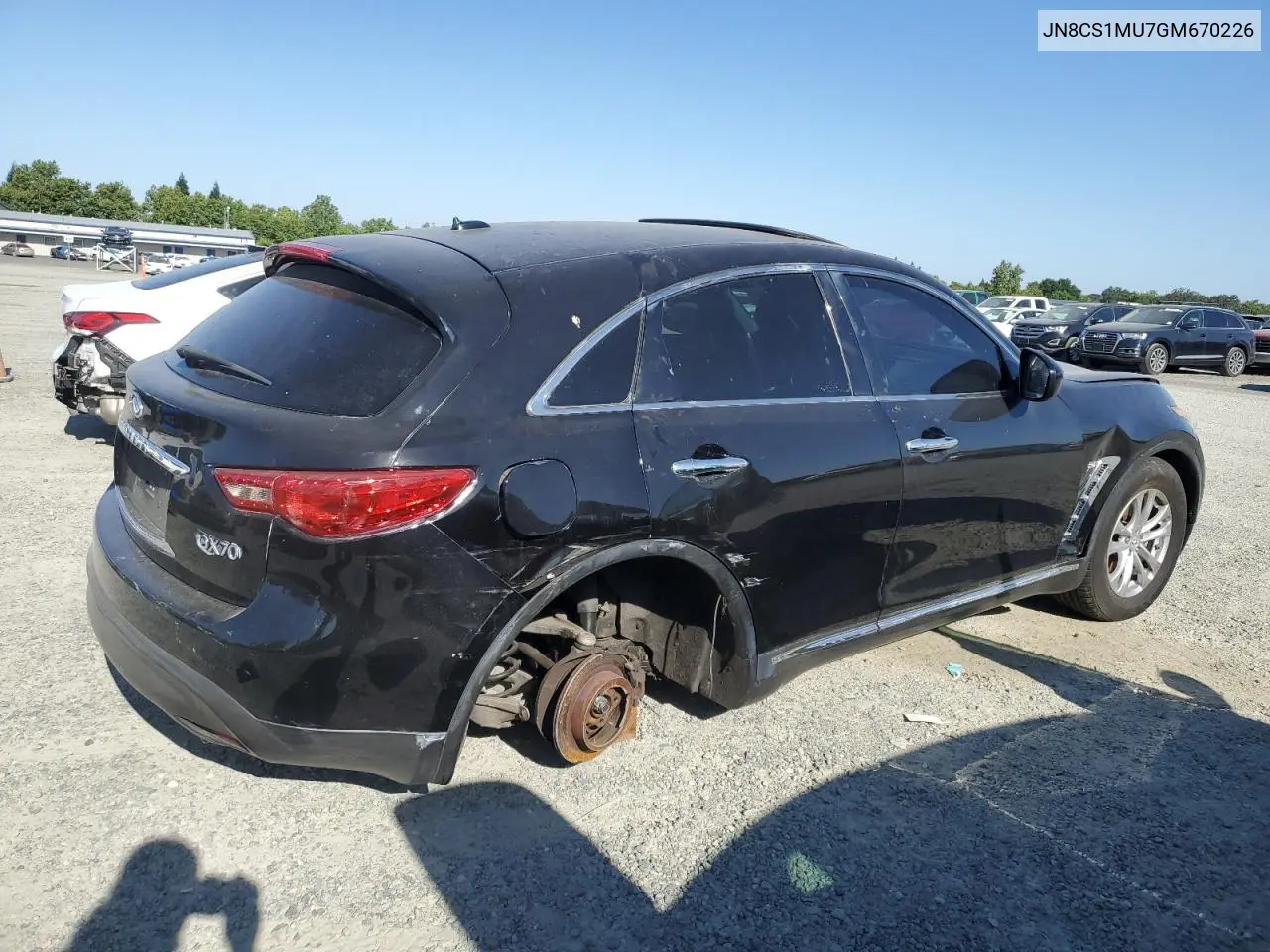 2016 Infiniti Qx70 VIN: JN8CS1MU7GM670226 Lot: 57682555