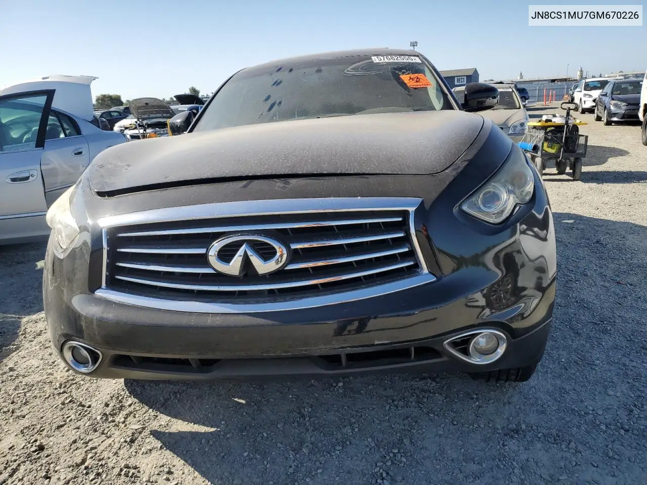 2016 Infiniti Qx70 VIN: JN8CS1MU7GM670226 Lot: 57682555