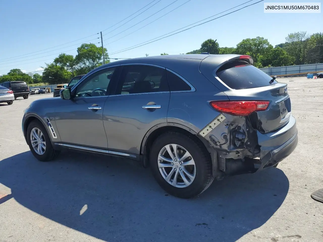 2016 Infiniti Qx70 VIN: JN8CS1MU5GM670483 Lot: 57710185