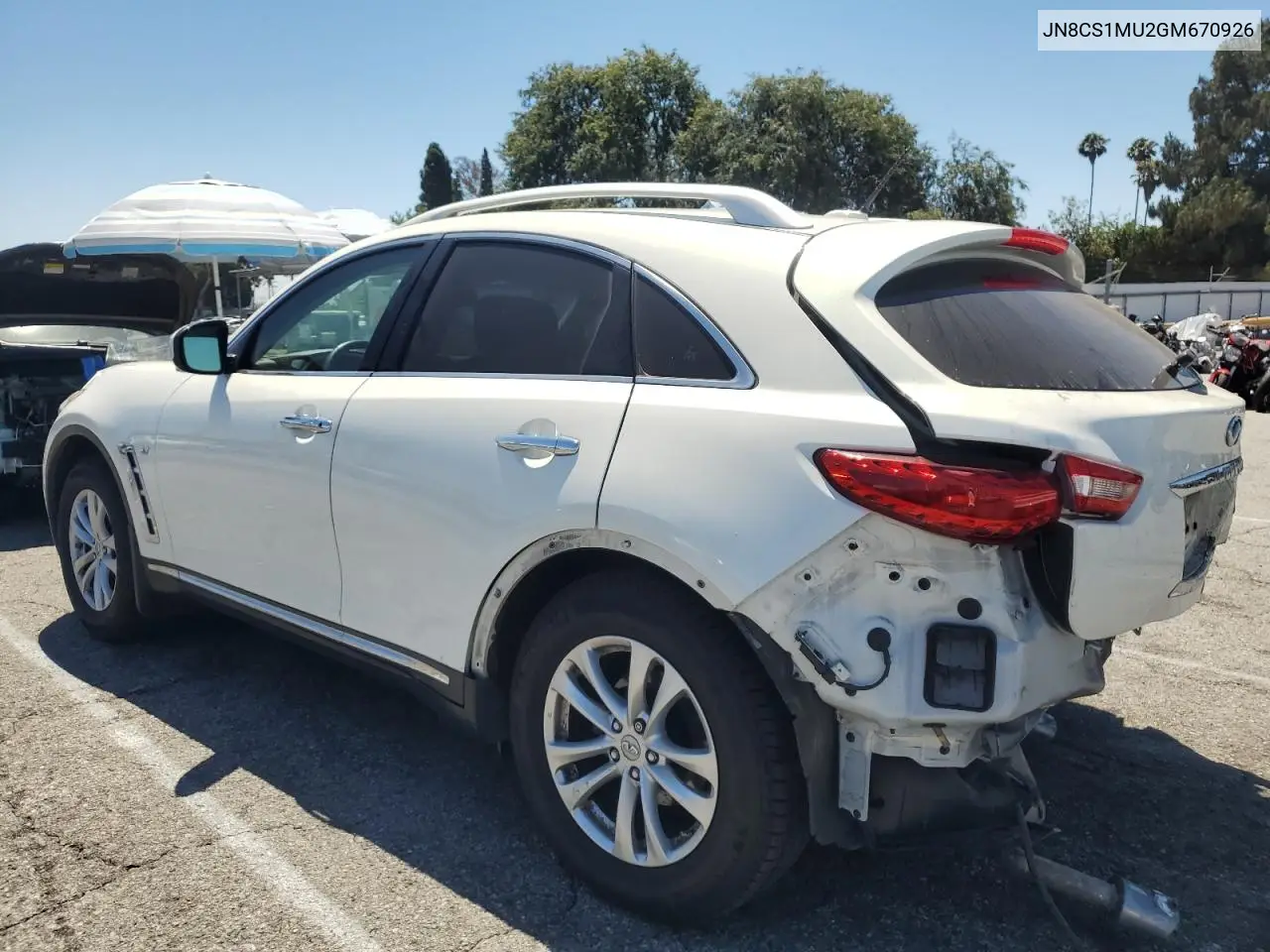 2016 Infiniti Qx70 VIN: JN8CS1MU2GM670926 Lot: 64424835