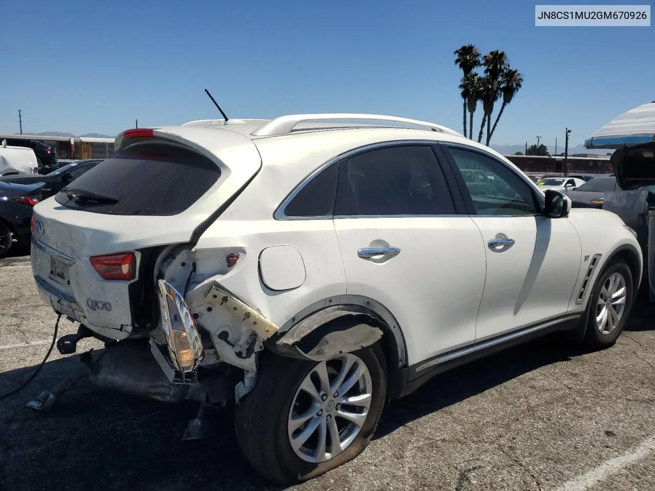 2016 Infiniti Qx70 VIN: JN8CS1MU2GM670926 Lot: 64424835