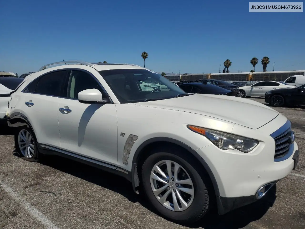 2016 Infiniti Qx70 VIN: JN8CS1MU2GM670926 Lot: 64424835