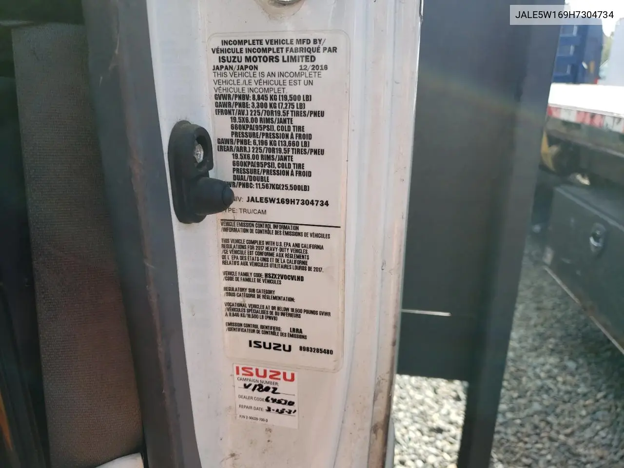 2017 Isuzu Nrr VIN: JALE5W169H7304734 Lot: 55668495