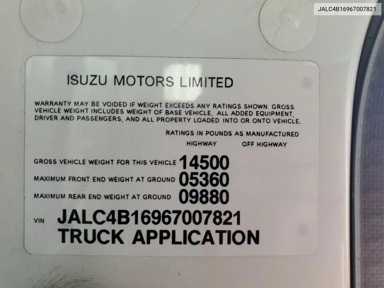 2006 Isuzu Npr VIN: JALC4B16967007821 Lot: 55113505