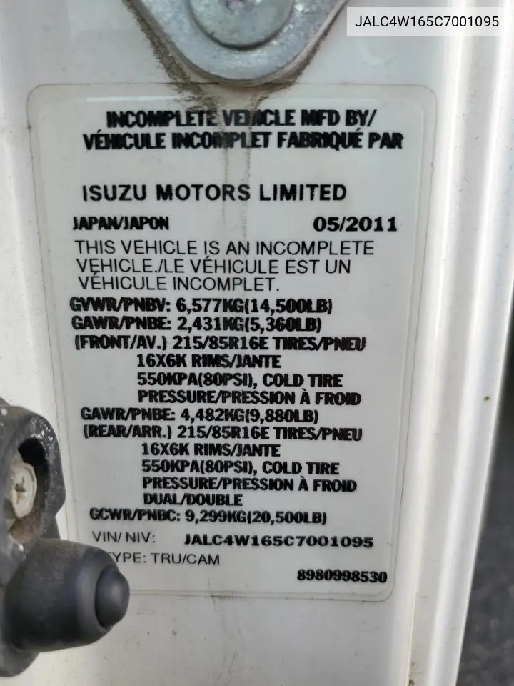2012 Isuzu Npr Hd VIN: JALC4W165C7001095 Lot: 54706475