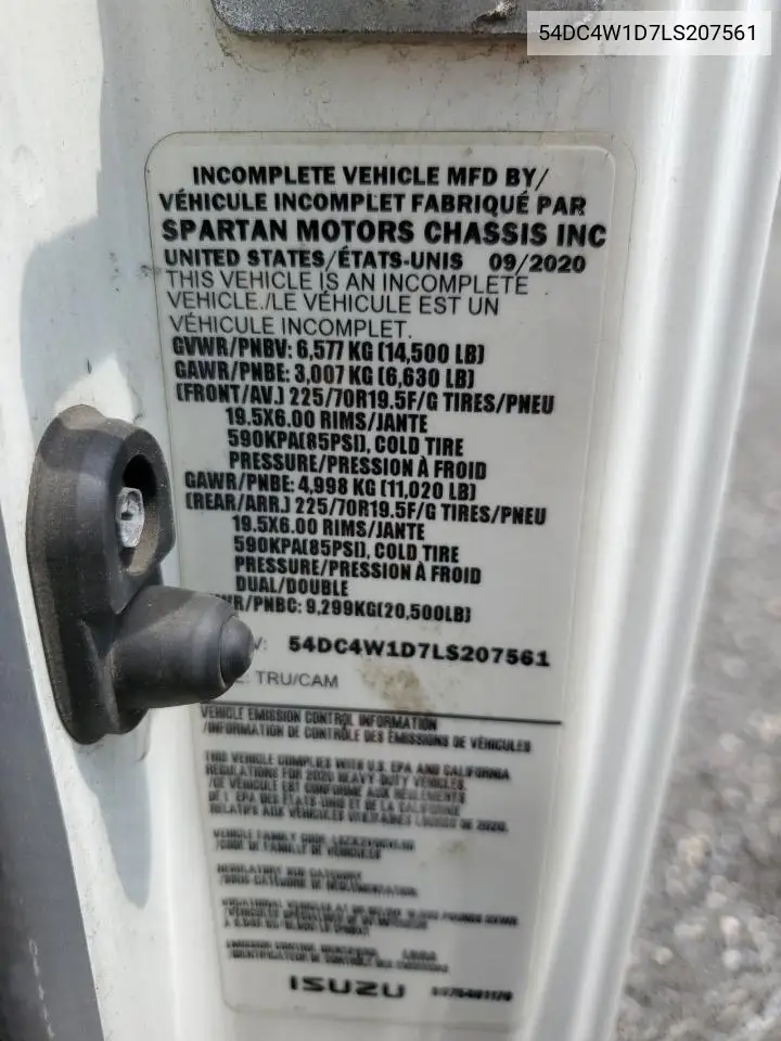2020 Isuzu Npr Hd VIN: 54DC4W1D7LS207561 Lot: 60123825
