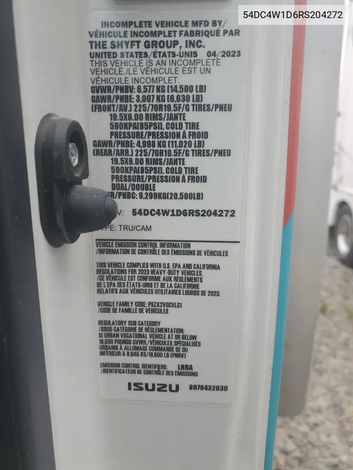 2024 Isuzu Npr Hd VIN: 54DC4W1D6RS204272 Lot: 62096495