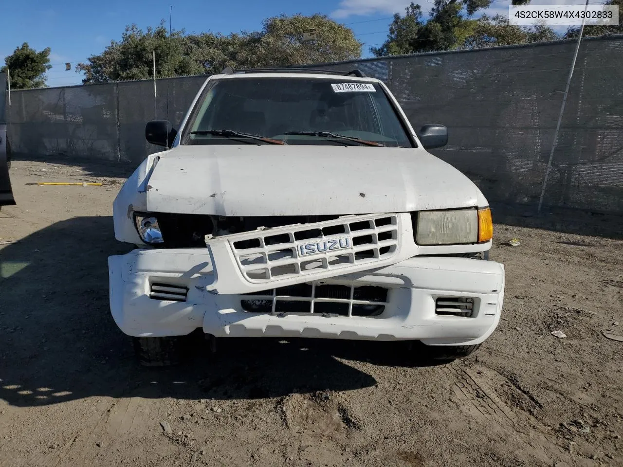 1999 Isuzu Rodeo S VIN: 4S2CK58W4X4302833 Lot: 87487894