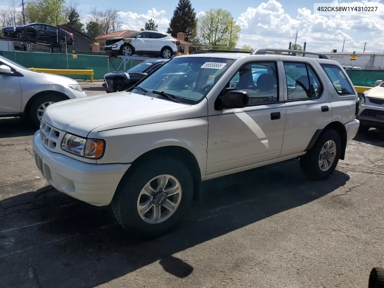 2000 Isuzu Rodeo S VIN: 4S2CK58W1Y4310227 Lot: 56669865