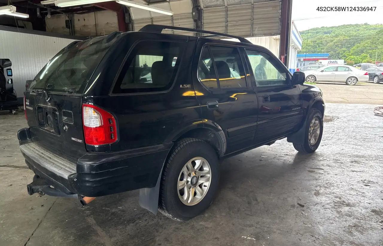 2002 Isuzu Rodeo S VIN: 4S2CK58W124336947 Lot: 63482935