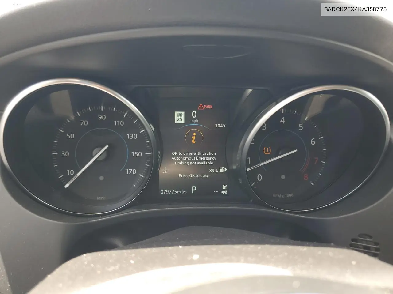 2019 Jaguar F-Pace Prestige VIN: SADCK2FX4KA358775 Lot: 61371745